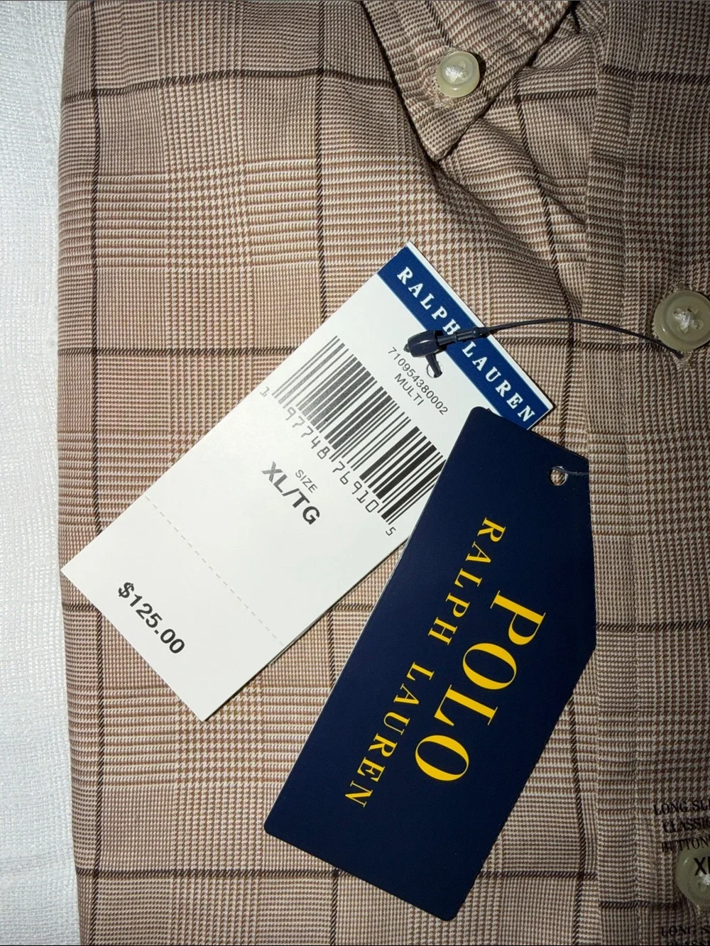 Polo by Ralph Lauren Men’s Tan Plaid Button-Down Shirt